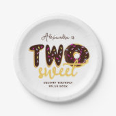 Assiettes En Carton Deux Donut Chocolat Sucré Deuxième Script d'annive (Devant)