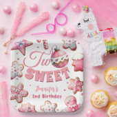 Assiettes En Carton Deux douce fille rose biscuit Noël 2e anniversaire (Fête)