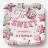 Assiettes En Carton Deux douce fille rose biscuit Noël 2e anniversaire (Recto)