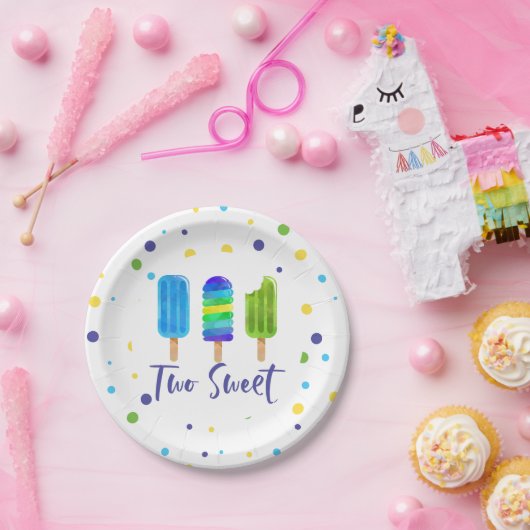 Assiettes En Carton Deux doux 2e anniversaire bleu vert (Fête)