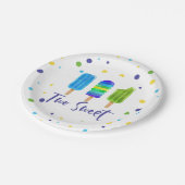 Assiettes En Carton Deux doux 2e anniversaire bleu vert (Angle)