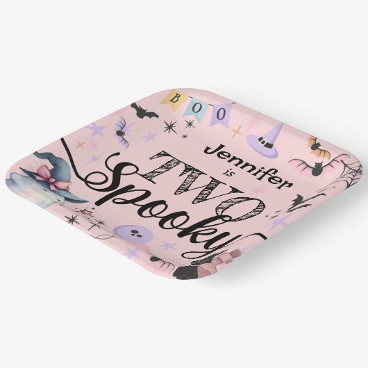 Assiettes En Carton DEUX Éffrayante fille mignonne Ghost Halloween 2e (Angulaire)