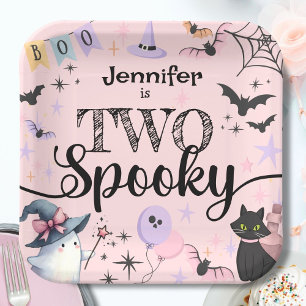 Assiettes En Carton DEUX Éffrayante fille mignonne Ghost Halloween 2e