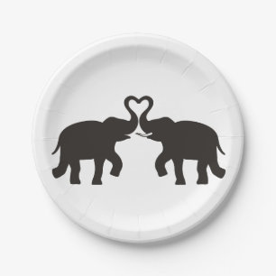 Assiettes En Carton Deux éléphants aiment les silhouettes