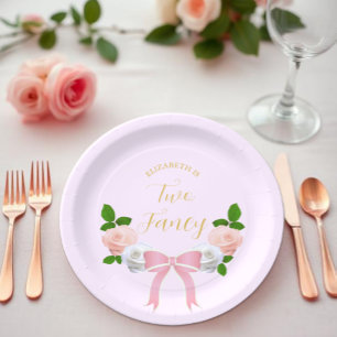 Assiettes En Carton Deux Fancy Bow Floral Anniversaire