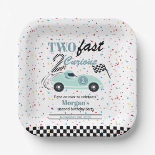 Assiettes En Carton Deux Fast 2Curieux Blue Sports Car Deuxième Annive