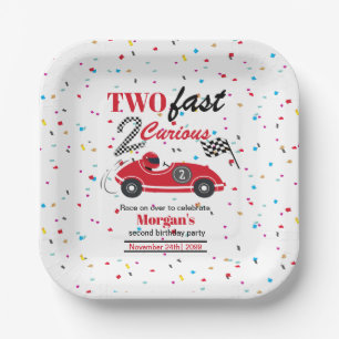 Assiettes En Carton Deux Fast 2Curieux Red Sports Car Deuxième Anniver