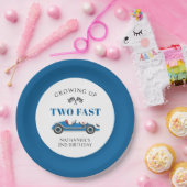 Assiettes En Carton Deux Fast Blue Racing Car 2e anniversaire (Fête)
