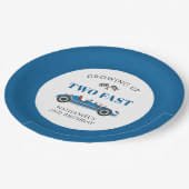 Assiettes En Carton Deux Fast Blue Racing Car 2e anniversaire (Angle)