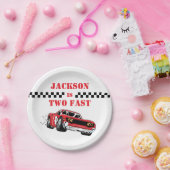 Assiettes En Carton Deux Fast Modern Red Race Car Boy 2e anniversaire (Fête)