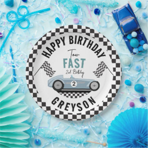 Assiettes En Carton Deux Fast Race Car Boy 2e fête d'anniversaire