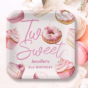 Assiettes En Carton DEUX filles douces 2e anniversaire Filles beignets