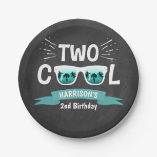 Assiettes En Carton Deux garçons Cool Chalkboard 2e anniversaire
