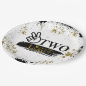 Assiettes En Carton Deux Legs pour quitter l'anniversaire (Angle)