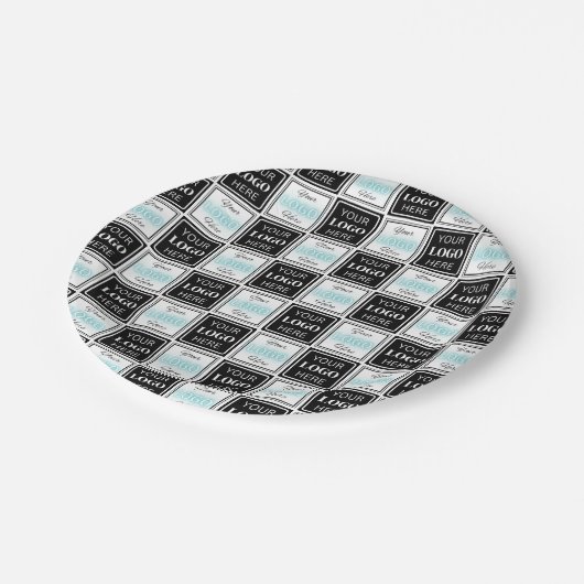 Assiettes En Carton Deux Logos Événement Blanc Simple (Angle)