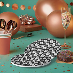 Assiettes En Carton Deux logos ou images Motif répétitif