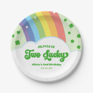 Assiettes En Carton Deux Lucky Charm Rainbow 2e fête d'anniversaire