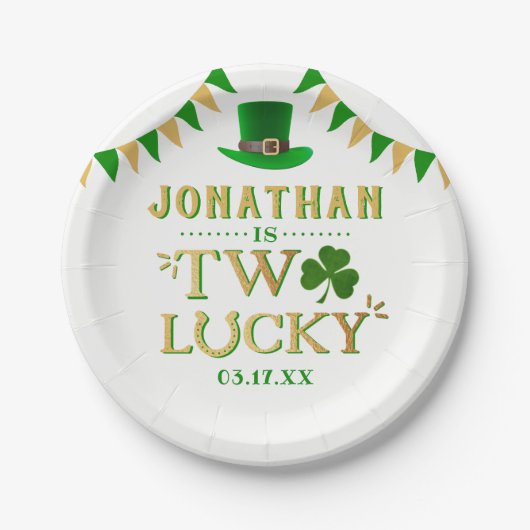 Assiettes En Carton Deux Lucky St. Patrick's Day 2e anniversaire (Devant)