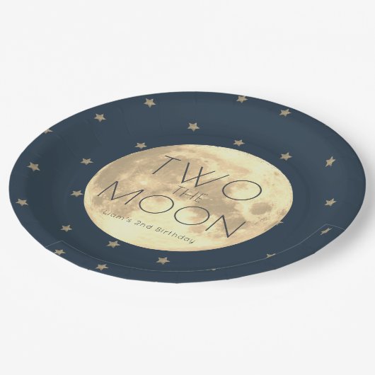 Assiettes En Carton Deux Moon Navy Blue Boy 2e anniversaire (Angle)