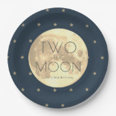 Assiettes En Carton Deux Moon Navy Blue Boy 2e anniversaire (Devant)
