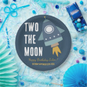 Assiettes En Carton Deux Moon Space Rocket 2e fête d'anniversaire (Fête)