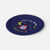 Assiettes En Carton Deux Moon Space Rocket Ship 2e anniversaire (Angle)