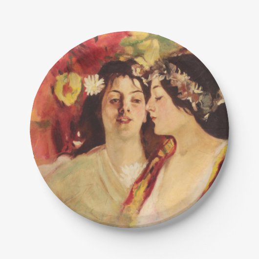 Assiettes En Carton Deux muses du printemps (par Stefan Luchian) (Devant)