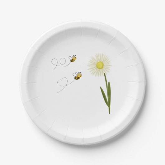 Assiettes En Carton Deux petites abeilles mignonnes (Devant)