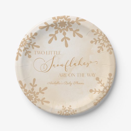 Assiettes En Carton Deux petits flocons de neige Baby shower jumeaux d (Devant)