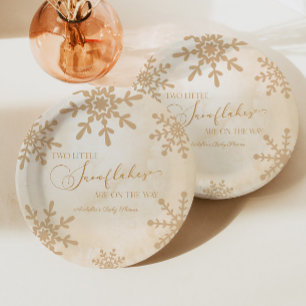 Assiettes En Carton Deux petits flocons de neige Baby shower jumeaux d