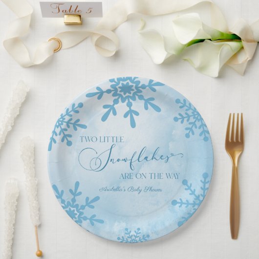 Assiettes En Carton Deux petits flocons de neige Baby shower jumeaux d (Mariage)