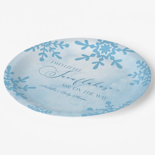 Assiettes En Carton Deux petits flocons de neige Baby shower jumeaux d (Angle)