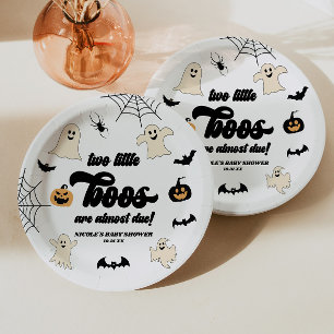 Assiettes En Carton Deux Petits Hootins Jumeaux Fête Prénatale Hallowe