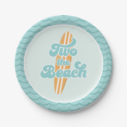Assiettes En Carton Deux Plages Surf Plage 2e Plaques Papier Anniversa (Devant)