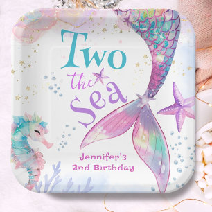 Assiettes En Carton Deux plaques de papier de la sirène de mer 2e anni