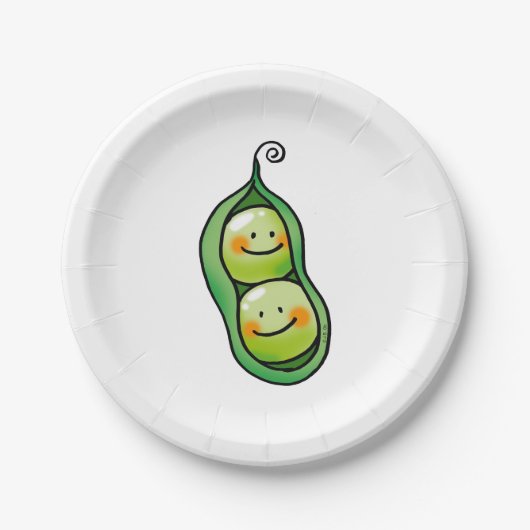 Assiettes En Carton Deux pois dans une cosse (Devant)