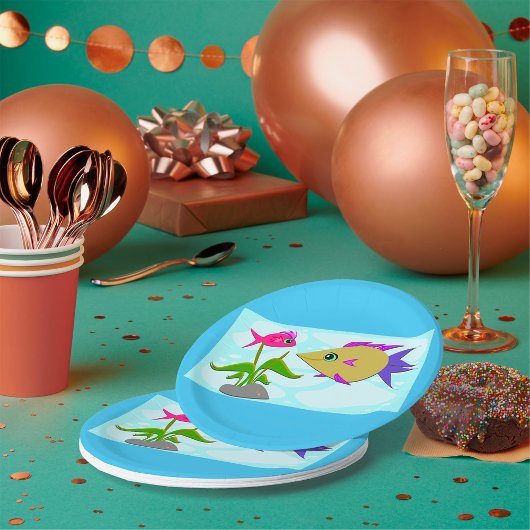 Assiettes En Carton Deux poissons colorés