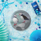 Assiettes En Carton Deux Puffins (Fête)