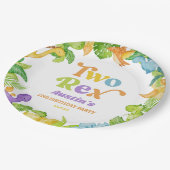 Assiettes En Carton Deux Rex Dinosaur 2ème fête d'anniversaire (Angle)