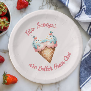 Assiettes En Carton Deux Scoops Ice Cream Twins Baby shower