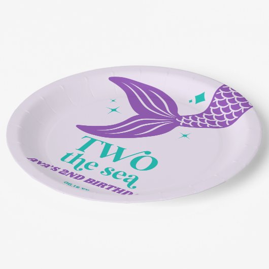 Assiettes En Carton DEUX Sea Mermaid 2e fête d'anniversaire (Angle)