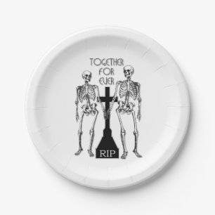 Assiettes En Carton Deux squelettes amoureux