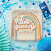Assiettes En Carton Deux Super Retro Rainbow Daisy Anniversaire (Fête)
