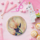 ASSIETTES EN CARTON DEUX TULIPS ORANGE PLAQUE DE PAPIER (Fête)