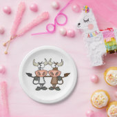 Assiettes En Carton Deux vaches de dessin (Fête)