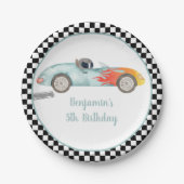 Assiettes En Carton Deux voitures de course rapide anniversaire (Devant)