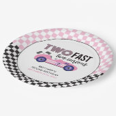 Assiettes En Carton Deux voitures de course rose rapide deuxième anniv (Angle)