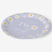 Assiettes En Carton Deux Wild 2e fête d'anniversaire Boho Retro Daisy (Angle)