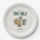 Assiettes En Carton Deux Wild Cute Dinosaur 2e fête d'anniversaire (Devant)