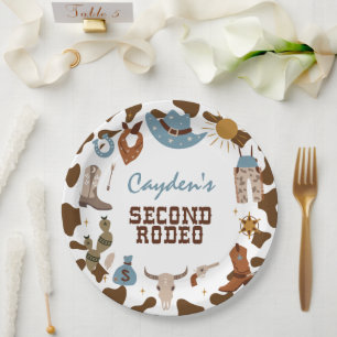 Assiettes En Carton Deuxième Rodéo Cow-boy Occidental 2e Anniversaire